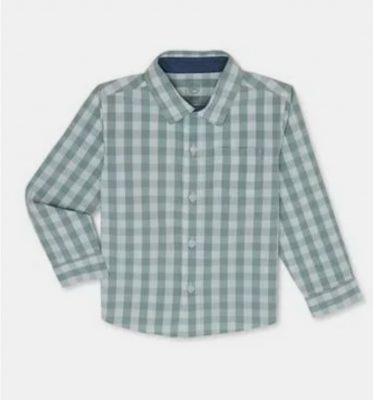 Wonder Nation Toddler Boys Woven Shirt With Long Sleeve -Mint