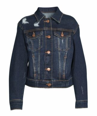 Wonder Nation Girls Destructed Denim Jacket - Blue
