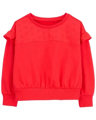 Carter's Toddler Girls Eyelet Crew Neck Top - Orange