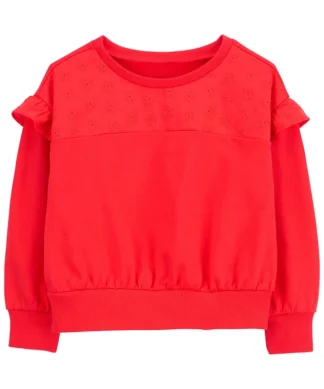 Carter's Toddler Girls Eyelet Crew Neck Top - Orange