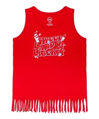 Wonder Nation Americana Fringed Girls Graphic Tank Top