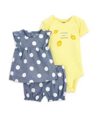 Carter's Child Of Mine Baby Girls Outfit Polka Dot Short Sleeve, Bodysuit & Top & Shorts