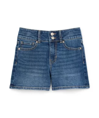 Wonder Nation Girls High Rise Denim Shorts - Medium Blue