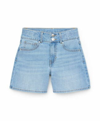 Wonder Nation Girls High Rise Denim Shorts - Light Blue