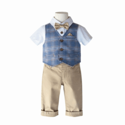 Little LAD Baby Boy 3Pc Mock Vest Bodysuit Short,  Bow Tie & Pants