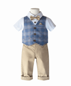 Little LAD Baby Boy 3Pc Mock Vest Bodysuit Short,  Bow Tie & Pants