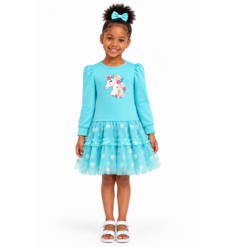 Lilt Girls Challes French Terry Dress - Blue