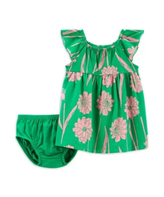 Carter's Child Of Mine Baby Girls Dress With Diaper Cover - Green