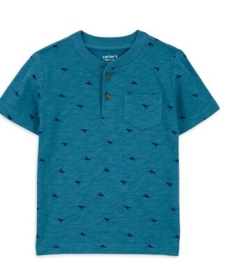 Carter's Child Of Mine Toddler Boys Henley Shirt - Teal Dino