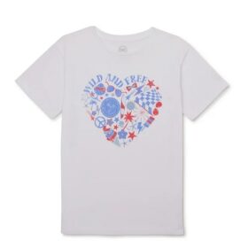 Wonder Nation Girls Wild & Free, Crew Neck Short Sleeve Tshirt