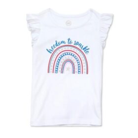 Wonder Nation Girls Rainbow Ruffle Tmk - White