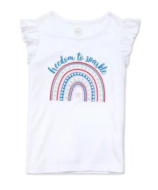 Wonder Nation Girls Rainbow Ruffle Tmk - White
