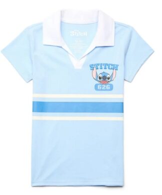 Disney Stitch Girls Short Sleeve Graphic Polo Shirt
