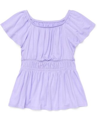 Wonder Nation Girls Elastic Waist Top - Lilac