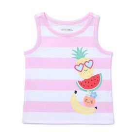 Garanimals Baby Girl Graphic Stripe Jersey Tank Top - Pink