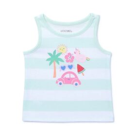 Garanimals Baby Girl Graphic Stripe Jersey Tank Top - Mint Green