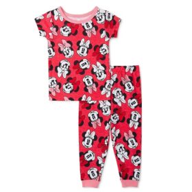 Disney Minnie Mouse Baby Girl Smug Fitted Pyjamas Set - Red