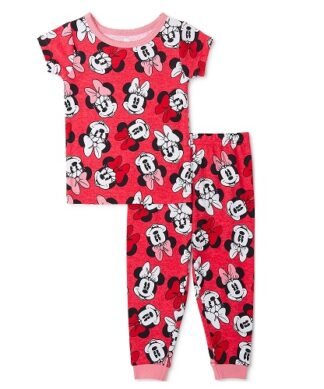 Disney Minnie Mouse Baby Girl Smug Fitted Pyjamas Set - Red