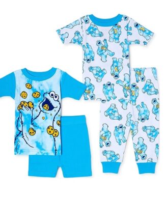Sesame Street Cookie Monster Baby Boy Tshirt, Shorts & Pant Pyjamas