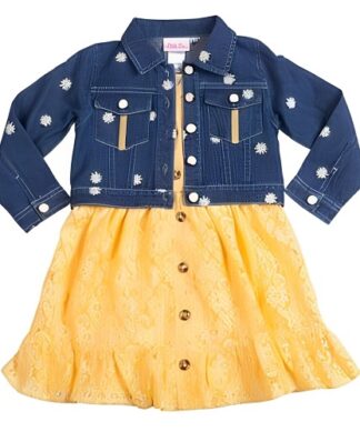 Little Lass Toddler Girls 2 Piece Jean Jacket & Lace Dress