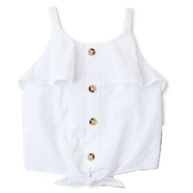 Wonder Nation Toddler Girls Eyelet Lace Tank Top - White