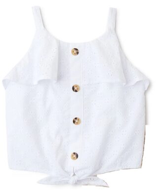 Wonder Nation Toddler Girls Eyelet Lace Tank Top - White