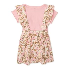 Wonder Nation Baby Girls Pinafore Dress & Short Sleeve Dress