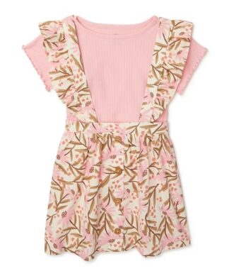 Wonder Nation Baby Girls Pinafore Dress & Short Sleeve Dress
