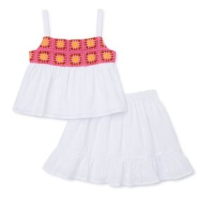 Wonder Nation Toddler Girls Top & Skirt Set Crochet - White