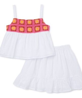 Wonder Nation Toddler Girls Top & Skirt Set Crochet - White