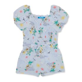 Pink Fong Baby Shark Toddler Girls Smocked Print Romper