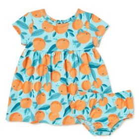 Wonder Nation Baby Girls Dress With Diaper Cover - Peaches