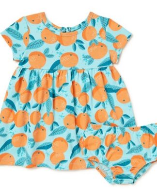 Wonder Nation Baby Girls Dress With Diaper Cover - Peaches