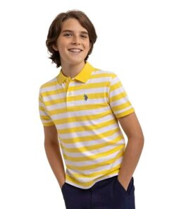 U.S Polo Assn Boys Stripe Jersey Polo Shirt - Yellow