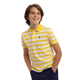 U.S Polo Assn Boys Stripe Jersey Polo Shirt - Yellow