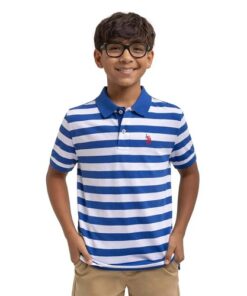U.S Polo Assn Boys Stripe Jersey Polo Shirt - Blue