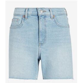 Wonder Nation Girls Midi Distressed Denim Short - Light Blue