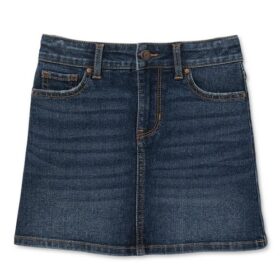 Wonder Nation Girls Destructed Denim Skirt - Dark Blue