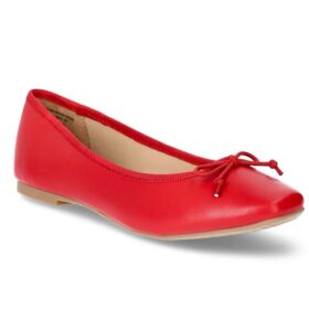 Time & Tru Women's String Bow Ballet Flats - Red Shoe