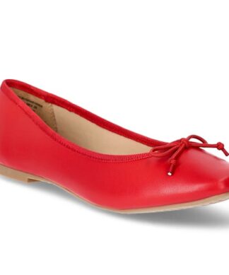 Time & Tru Women's String Bow Ballet Flats - Red Shoe