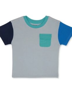 Garanimals Toddler Boys Short Sleeve Colorblock Pocket Tshirt - Grey Blue