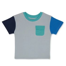 Garanimals Toddler Boys Short Sleeve Colorblock Pocket Tshirt - Grey Blue