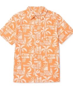 365 Kids Boys Resort Button Short Sleeve Shirt - Orange