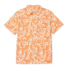365 Kids Boys Resort Button Short Sleeve Shirt - Orange