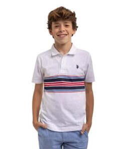 U.S Polo Assn Boys Chest Stripe Jersey Polo Shirt