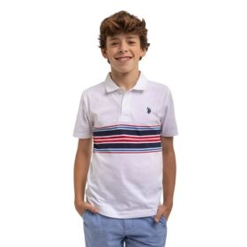 U.S Polo Assn Boys Chest Stripe Jersey Polo Shirt