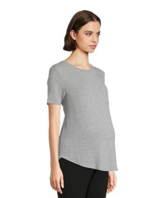 Destination Maternity Women's Maternity Pocket Tee Tops - Grey