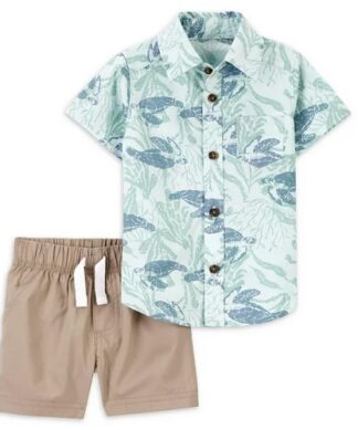 Carter's Child Of Mine Baby Boys Cotton Shirt & Shorts Set 2 Piece