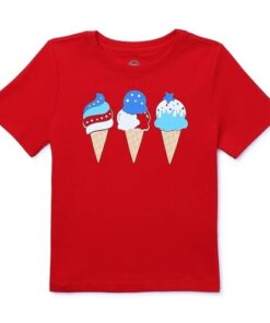 Wonder Nation Toddler Girls Americana Patroitic Graphic Tshirt - Red