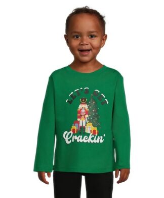 Holiday Time Toddler Christmas Long Sleeve Tshirt - Green